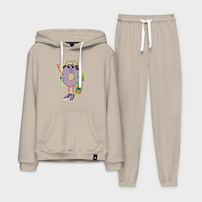 Мужской костюм хлопок с толстовкой Пончик скейтер фото