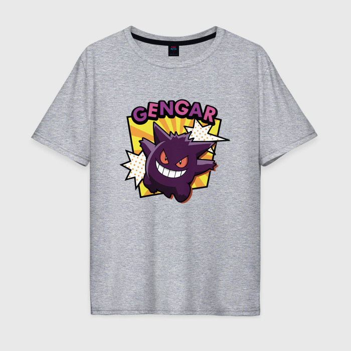 Мужская футболка хлопок Oversize покемоны улыбка Gengar фото