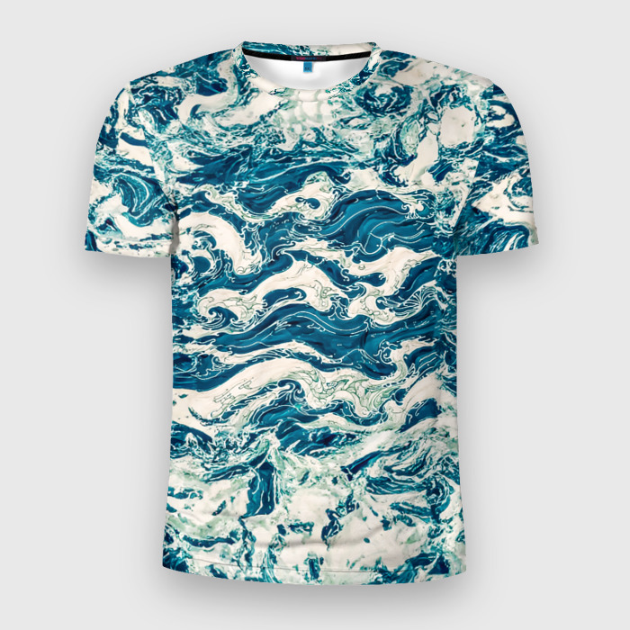 Мужская футболка 3D Slim Узор волны фото