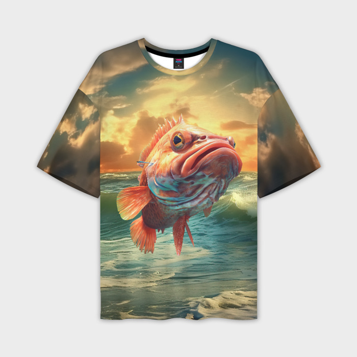 Мужская футболка oversize 3D Большой      карп фото