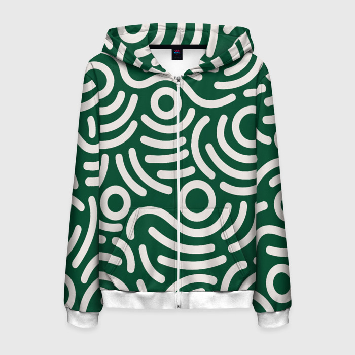 Мужская толстовка 3D на молнии Абстрактный белый узор фото
