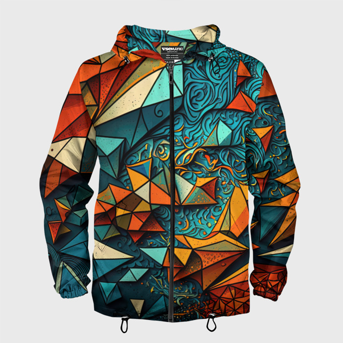 Мужская ветровка 3D Треугольная абстракция фото
