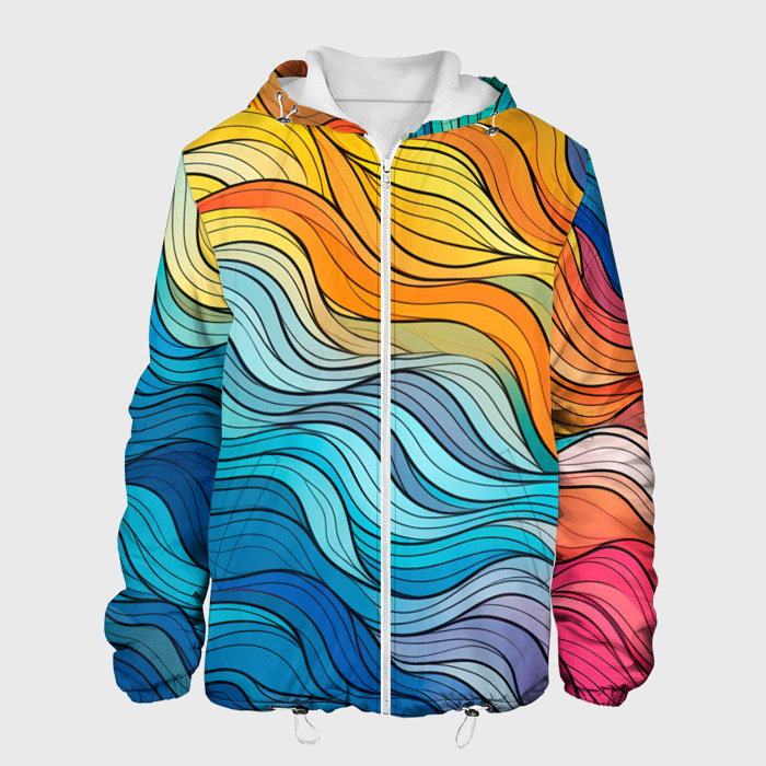 Мужская куртка 3D Цветовой волнообразный паттерн фото