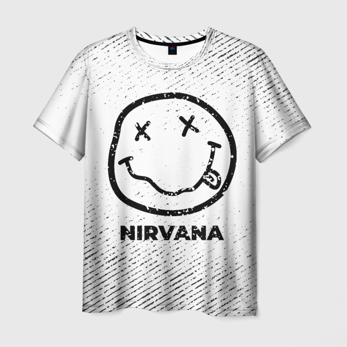 Мужская футболка 3D Nirvana с потертостями на светлом фоне фото