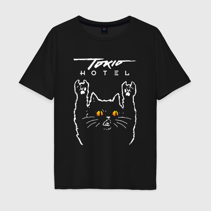 Мужская футболка хлопок Oversize Tokio Hotel rock cat фото
