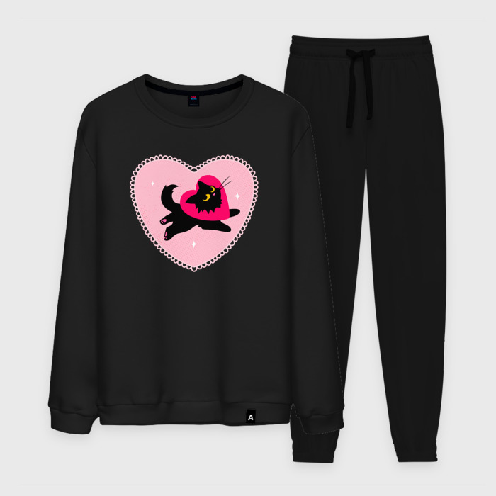 Мужской костюм хлопок Черная кошка любви фото