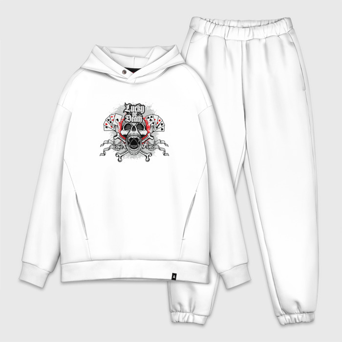 Мужской костюм oversize хлопок Удача или смерть череп с картами фото