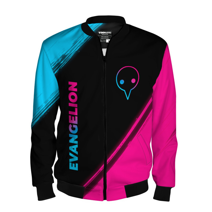 Мужской бомбер 3D Evangelion   neon gradient: надпись, символ фото