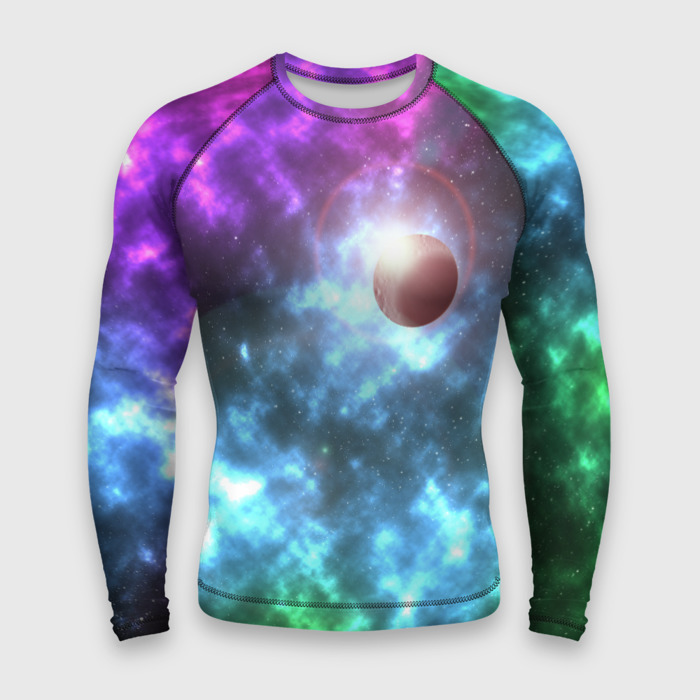 Мужской рашгард 3D Планета в космическом пространстве фото