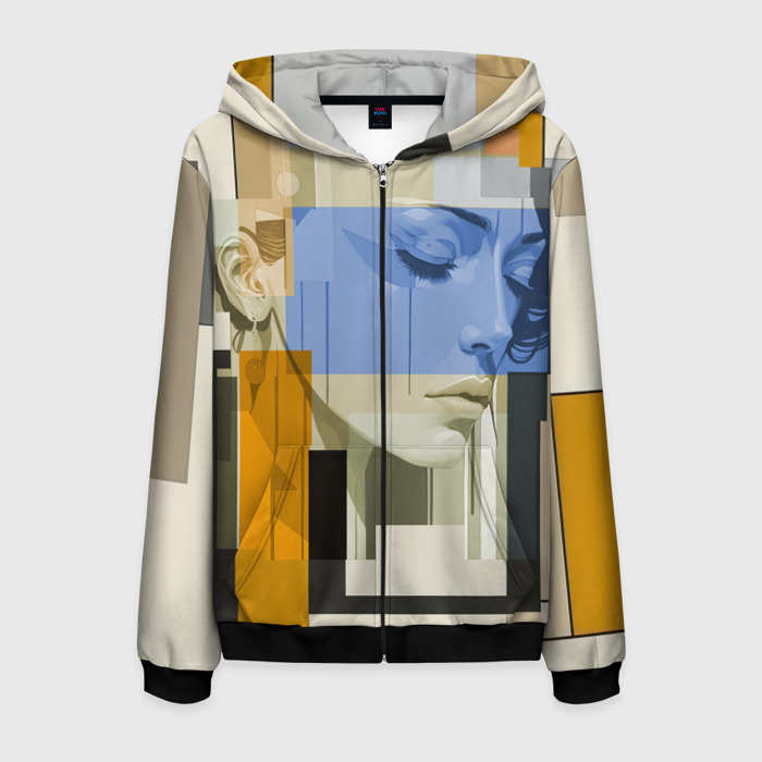 Мужская толстовка 3D на молнии Незнакомка в квадрате фото