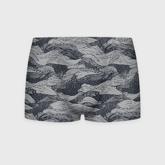 Мужские трусы 3D Черные абстрактные волны фото