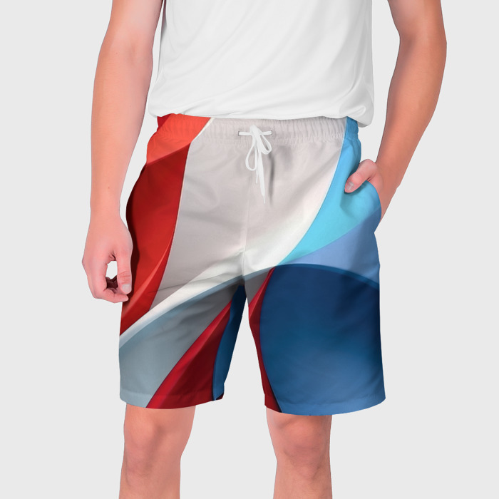 Мужские шорты 3D Абстракция белый синий  красный фото