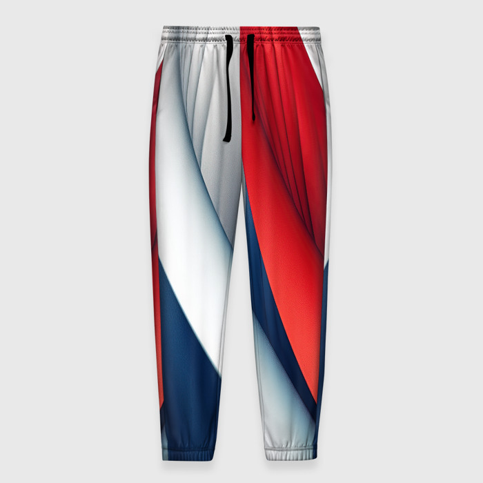 Мужские брюки 3D Белая синяя красная  абстракция фото