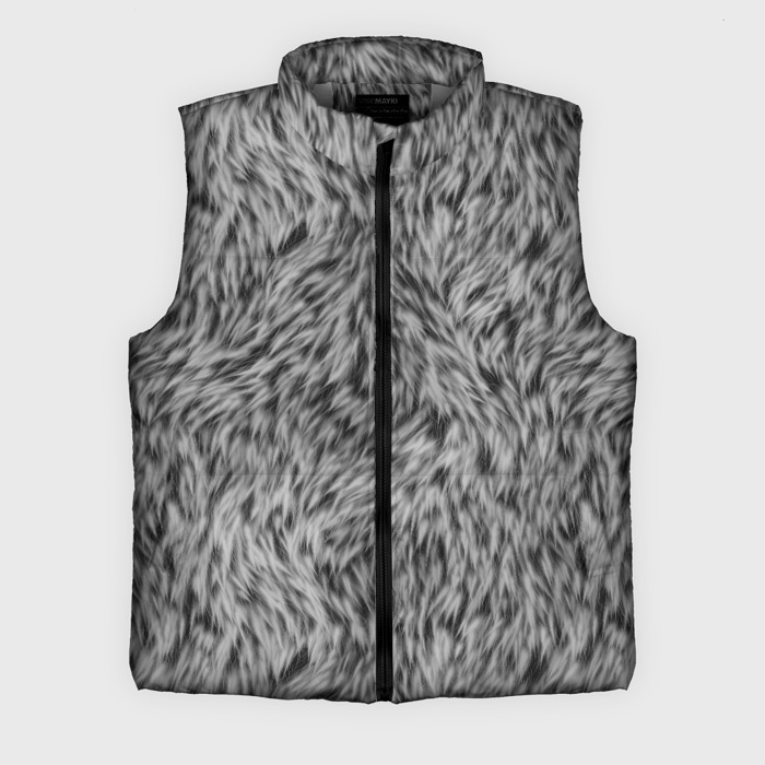 Мужской жилет утепленный 3D Густой серый мех фото