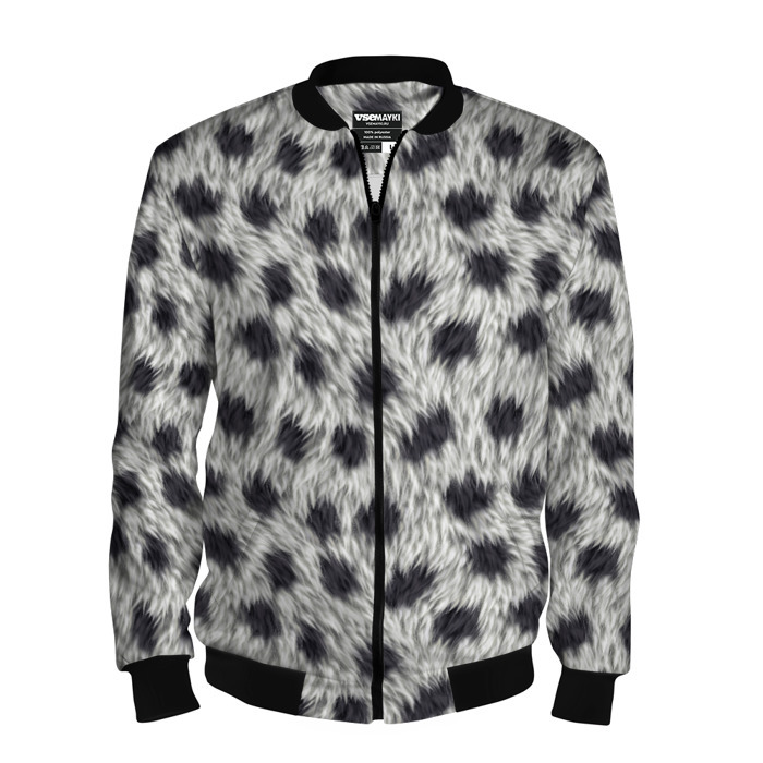 Мужской бомбер 3D Белая пятнистая шерсть фото