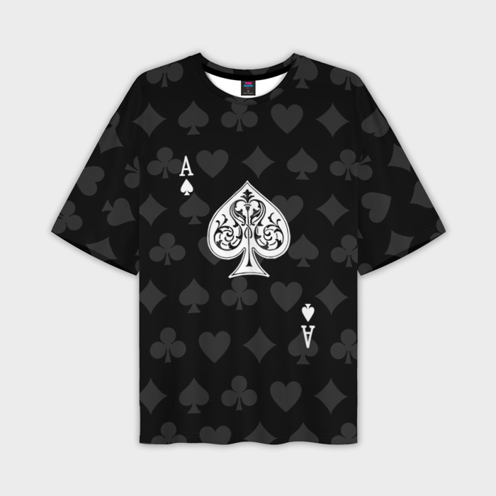 Мужская футболка oversize 3D Туз пиковой масти фото