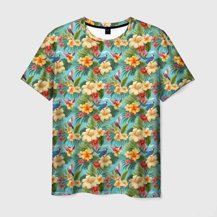 Мужская футболка 3D Разные цветочки паттерн фото