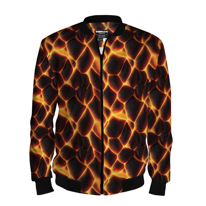 Мужской бомбер 3D Раскалённые камни лавы фото