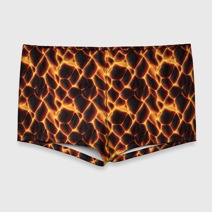 Мужские купальные плавки 3D Раскалённые камни лавы фото