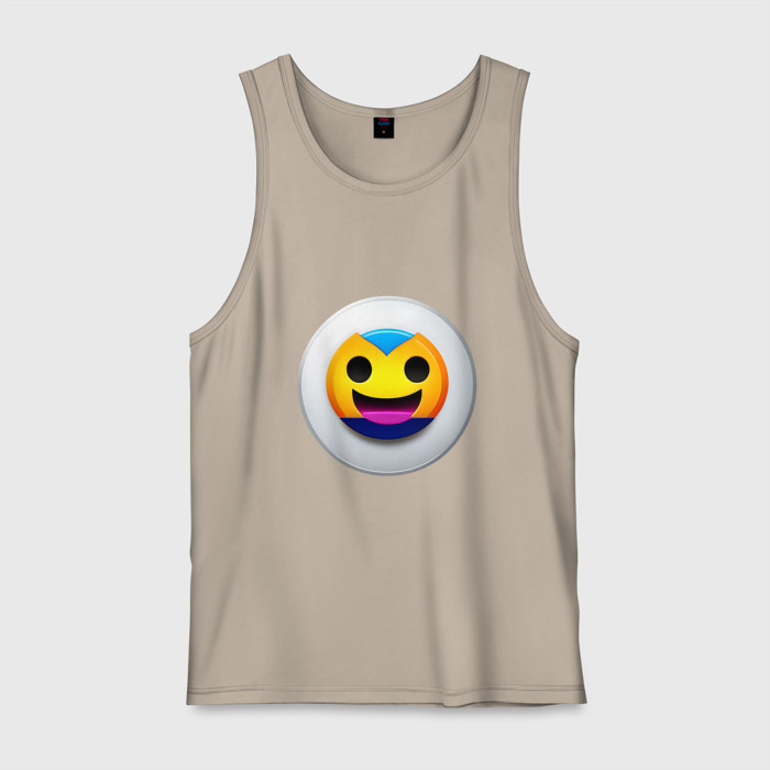 Мужская майка хлопок Смеющийся смайлик фото