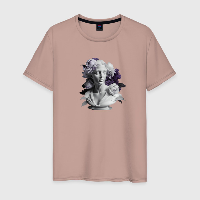 Мужская футболка хлопок Гипсовый бюст в цветах   нейросеть 3 фото