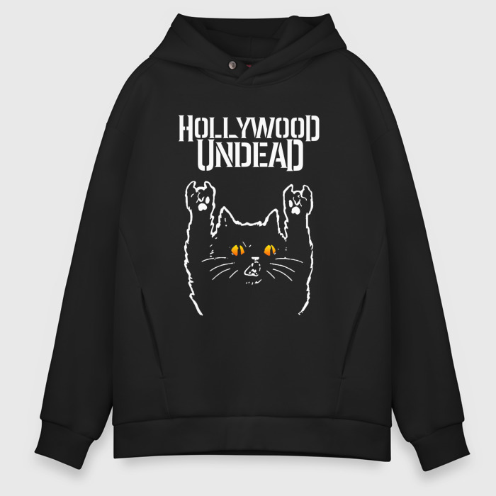 Мужское худи Oversize хлопок Hollywood Undead rock cat фото