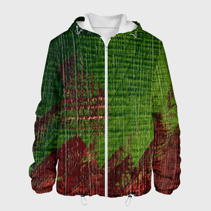 Мужская куртка 3D Зелёная и бордовая текстура фото