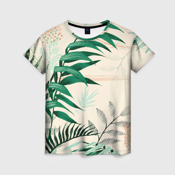 Женская футболка 3D Куст папоротника фото