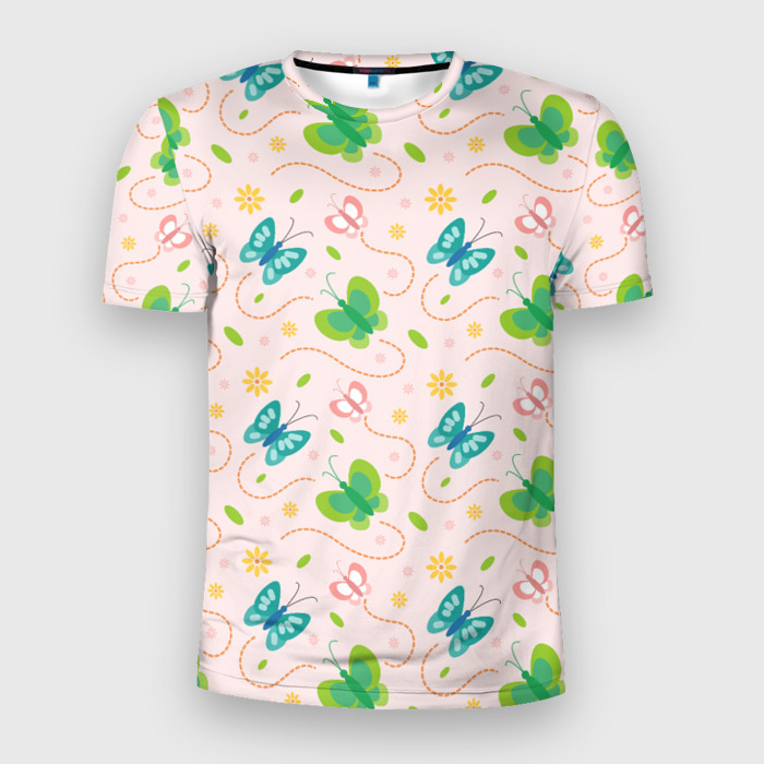 Мужская футболка 3D Slim Прекрасные бабочки фото