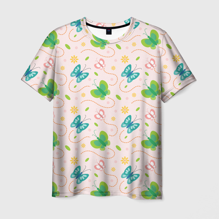 Мужская футболка 3D Прекрасные бабочки фото