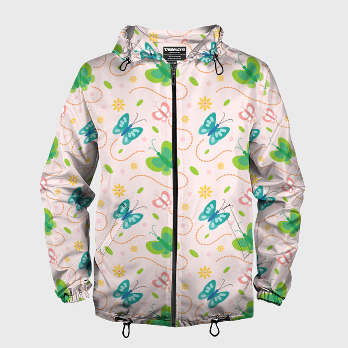 Мужская ветровка 3D Прекрасные бабочки фото