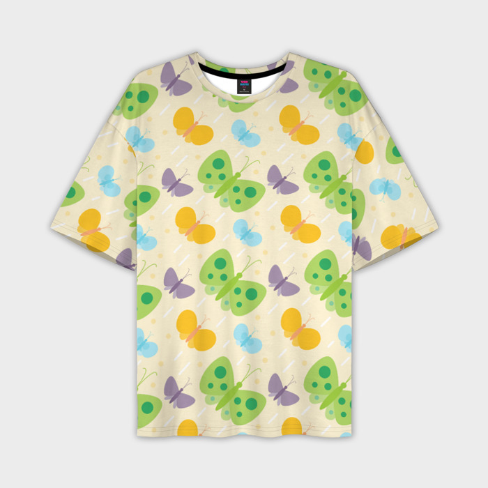 Мужская футболка oversize 3D Весенние бабочки фото