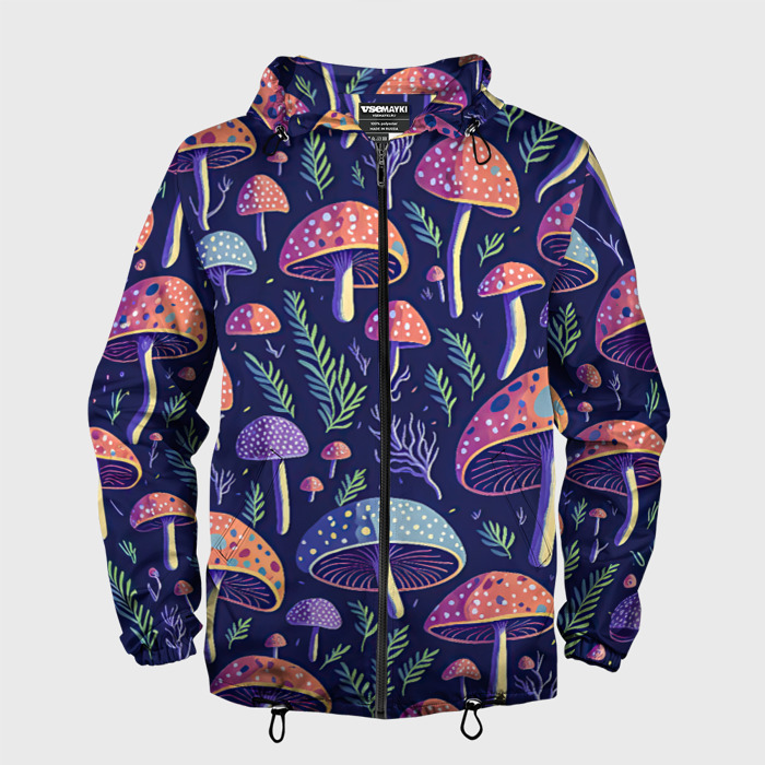 Мужская ветровка 3D Грибы паттерн фото