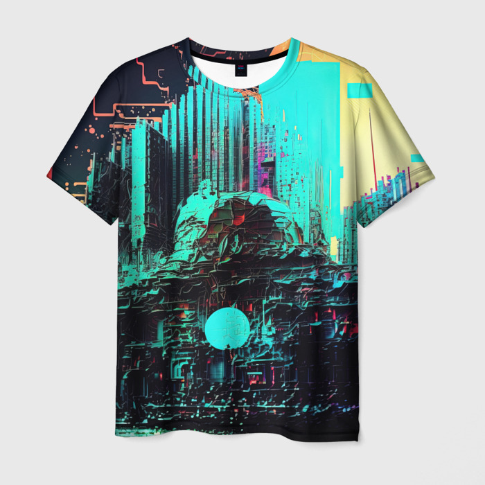 Мужская футболка 3D Городская радиоволна фото