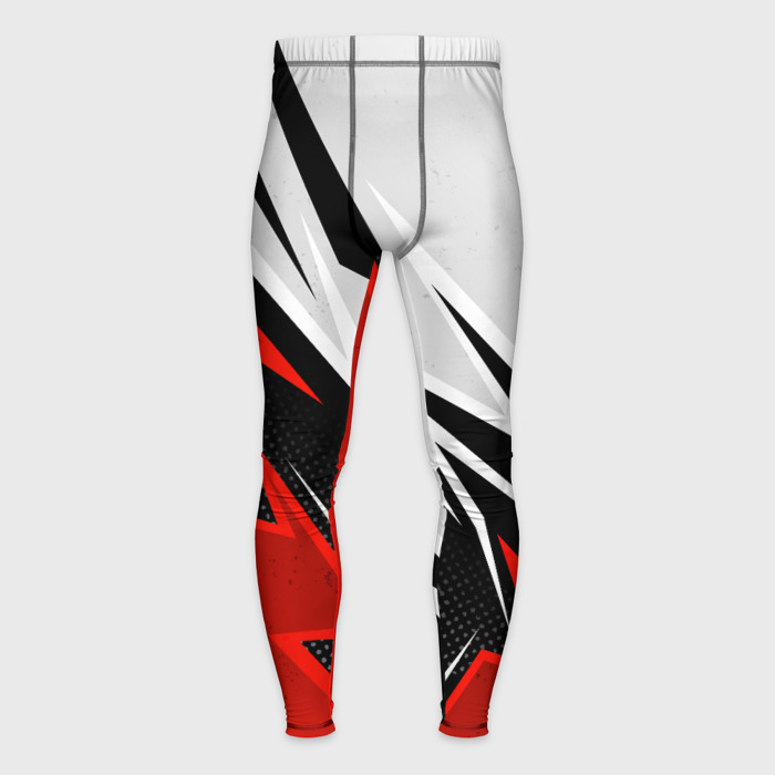 Мужские тайтсы 3D Бело красная униформа для зала фото