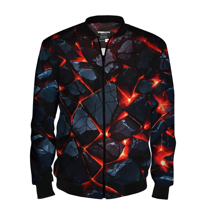 Мужской бомбер 3D Камни и лава фото