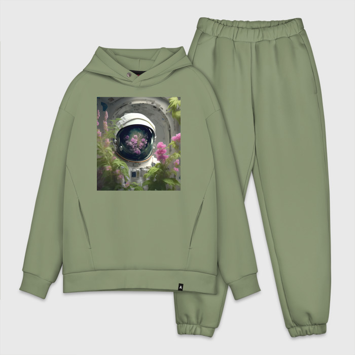 Мужской костюм oversize хлопок Астронавт в цветах от нейросети фото