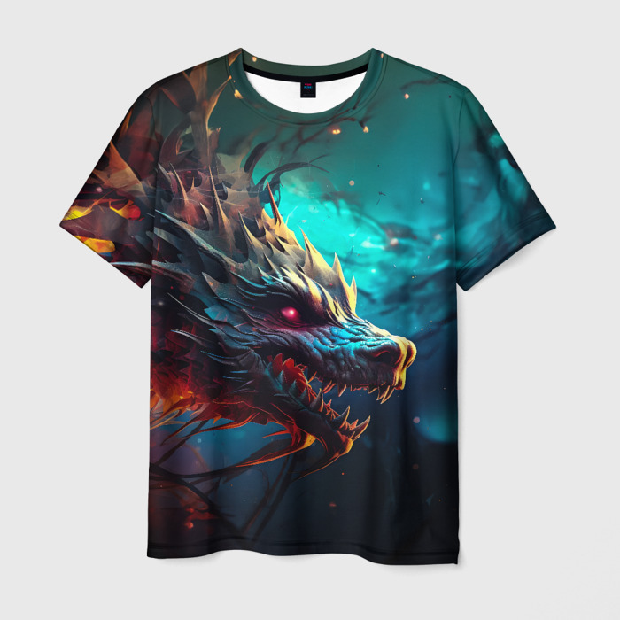 Мужская футболка 3D Водяной дракон   нейросеть фото