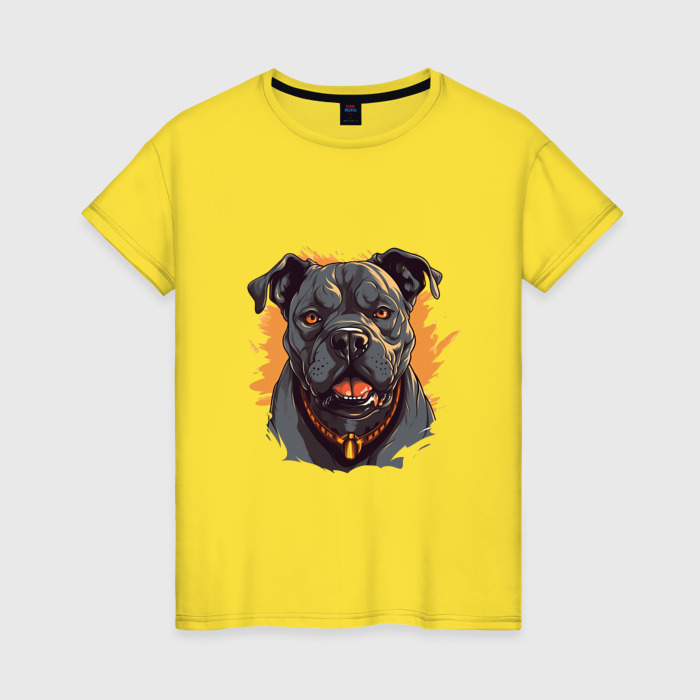 Женская футболка хлопок Питбуль арт фото