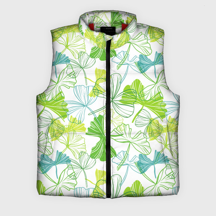 Мужской жилет утепленный 3D Зеленая листва фото