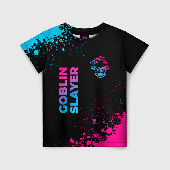 Детская футболка 3D Goblin Slayer   neon gradient: надпись, символ фото