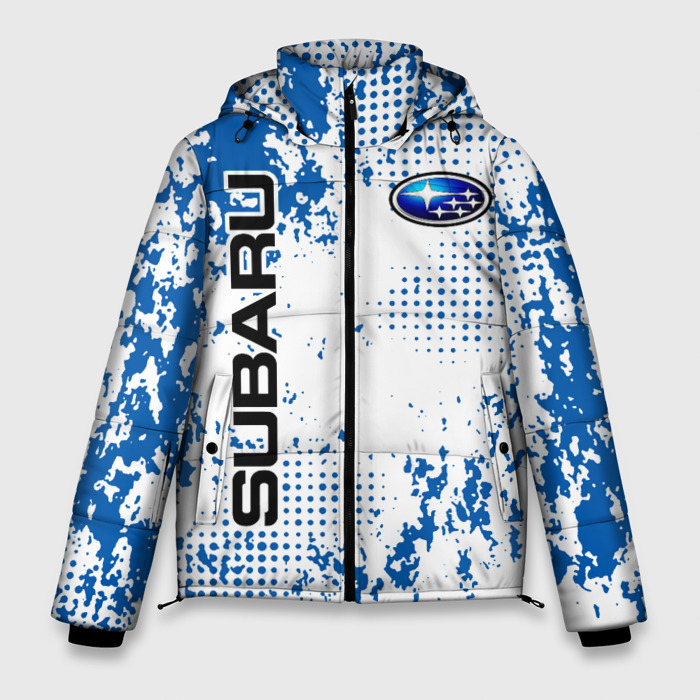 Мужская зимняя куртка 3D Subaru blue logo фото