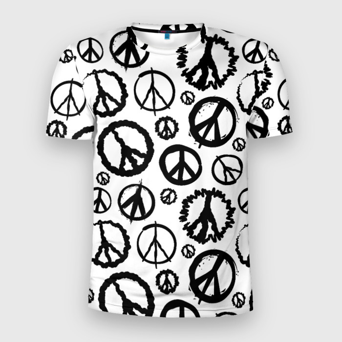 Мужская футболка 3D Slim Many peace logo фото