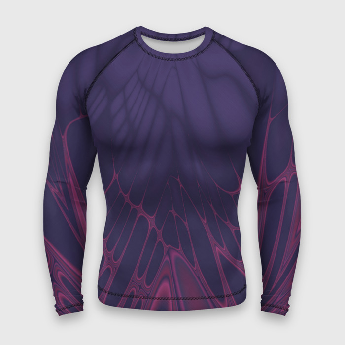 Мужской рашгард 3D Лучи   фиолетовый и розовый   Хуф и Ся фото