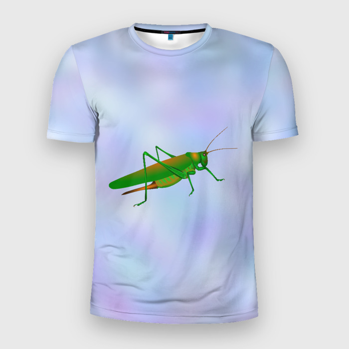 Мужская футболка 3D Slim Кузнечик зеленый фото