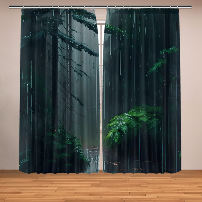 Фотошторы Дождь в лесу фото