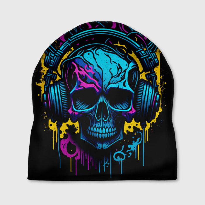 Шапка 3D Череп   неонове искусство фото
