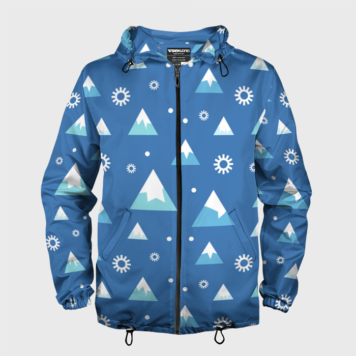 Мужская ветровка 3D Снег в горах фото