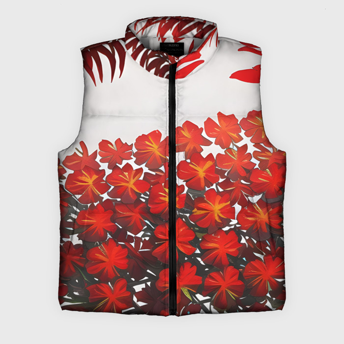 Мужской жилет утепленный 3D Яркие красные цветы фото