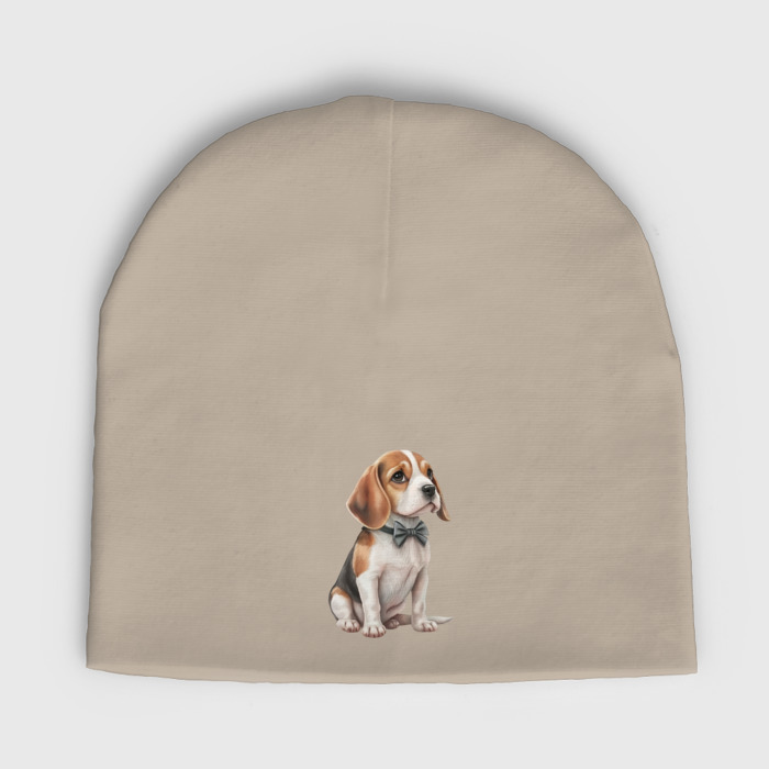 Мужская шапка демисезонная Бигль, с бантиком фото